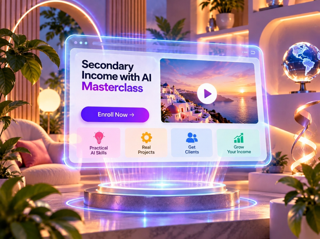 Secondary Income with AI Masterclass product page on Zyvo Edge University platform